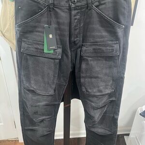 G-Star RAW 3D Regular Tapered Cargo Jeans 33x34 Nero Black Stretch Denim NWT
